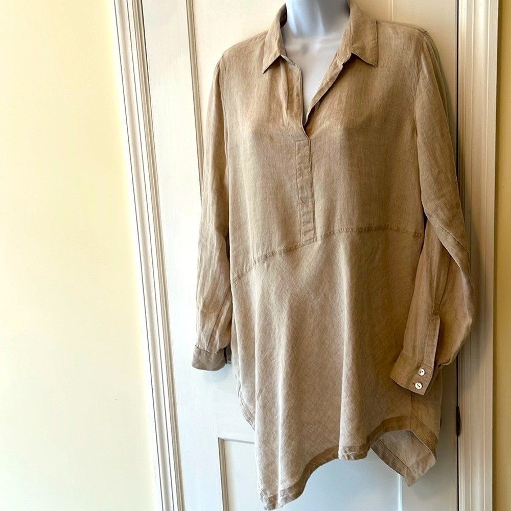 J. Jill Love Linen Women’s Small Lagenlook Asymmetrical V-Neck Tunic Top Relaxed - Picture 4 of 17